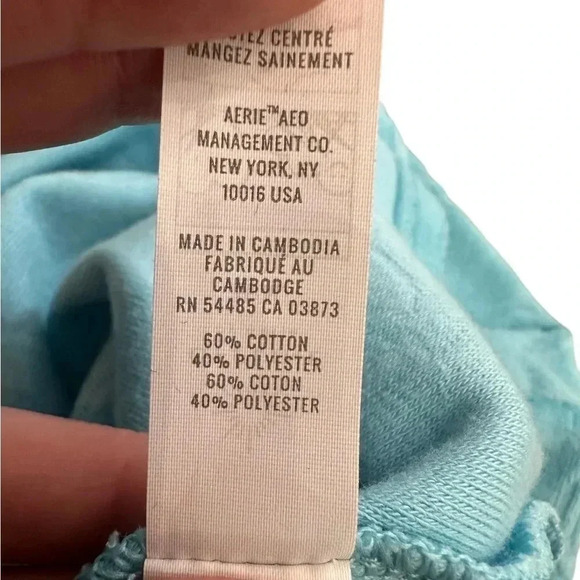 OFFLINE by Aerie Terrycloth Cropped Shirt Smiley Pattern Teal/blue Size Medium - Picture 3 of 5